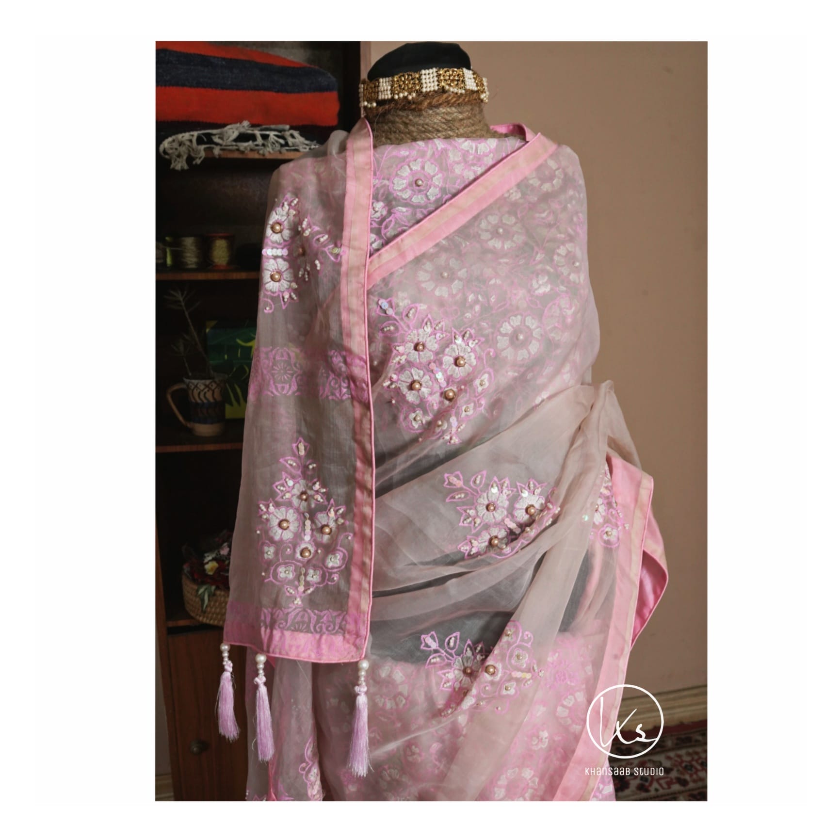 Block Print Muslin Saree - Image 2