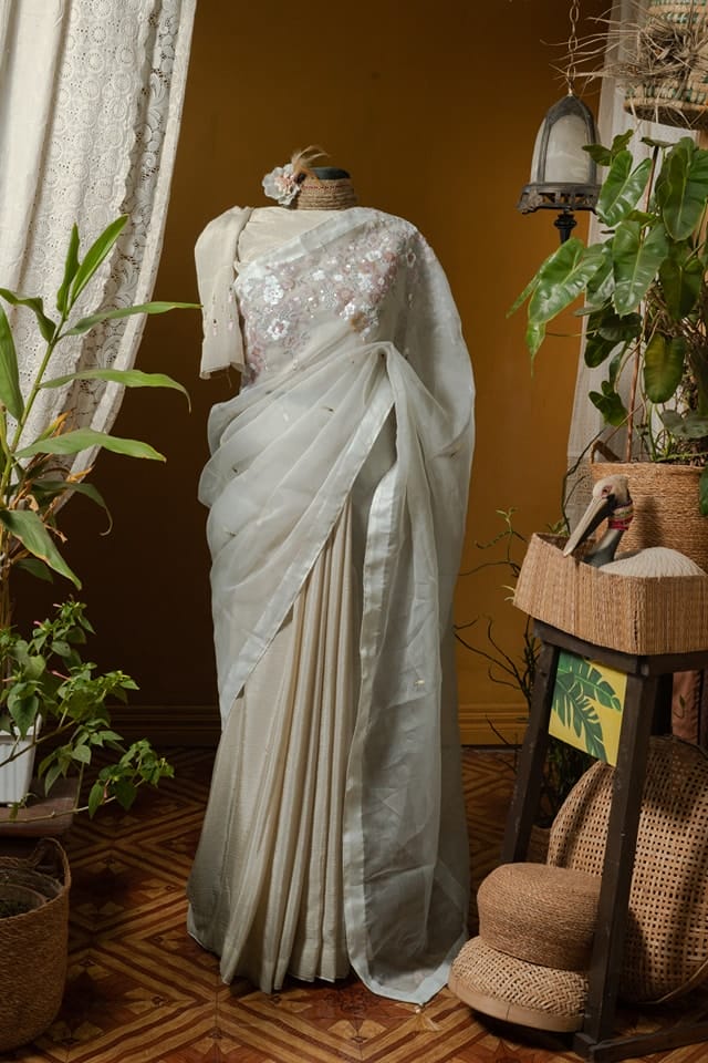 Kusum kanon moslin and chinon silk saree - Image 3