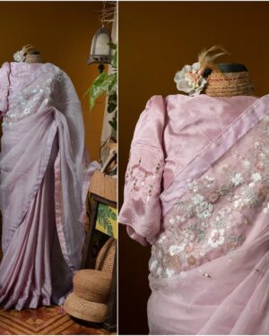 Kusum kanon moslin and chinon silk saree