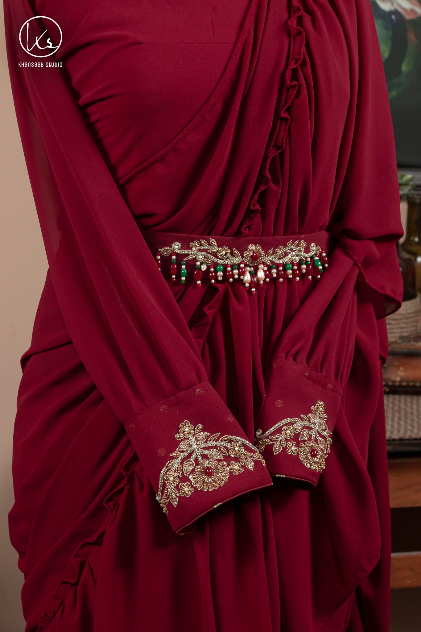 Georgette Saree with Double Ruffle Frills - Image 2