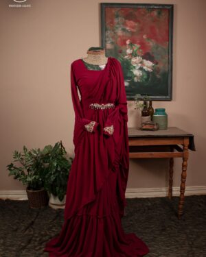 Georgette Saree with Double Ruffle Frills