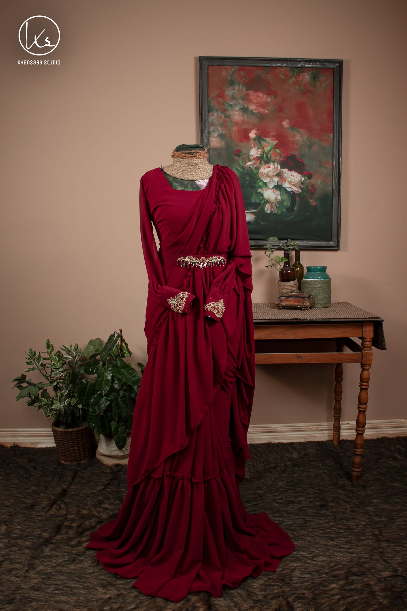 Georgette Saree with Double Ruffle Frills