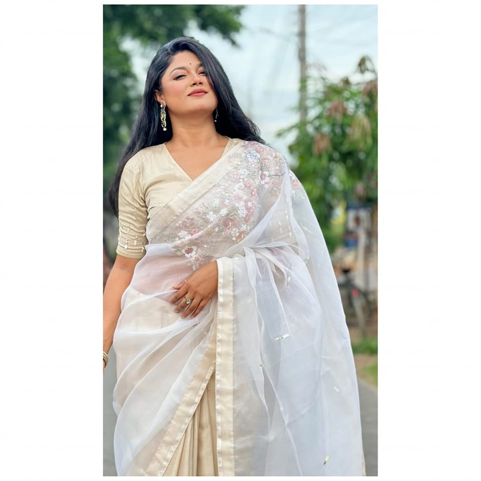 Kusum kanon moslin and chinon silk saree - Image 5