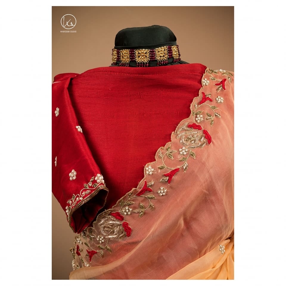 Golap Zardosi Work Muslin & Paper Silk Saree - Image 2