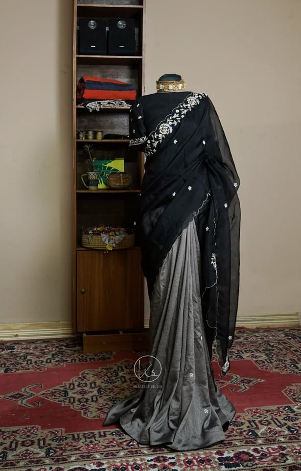 Golap Zardosi Work Muslin & Paper Silk Saree - Image 2