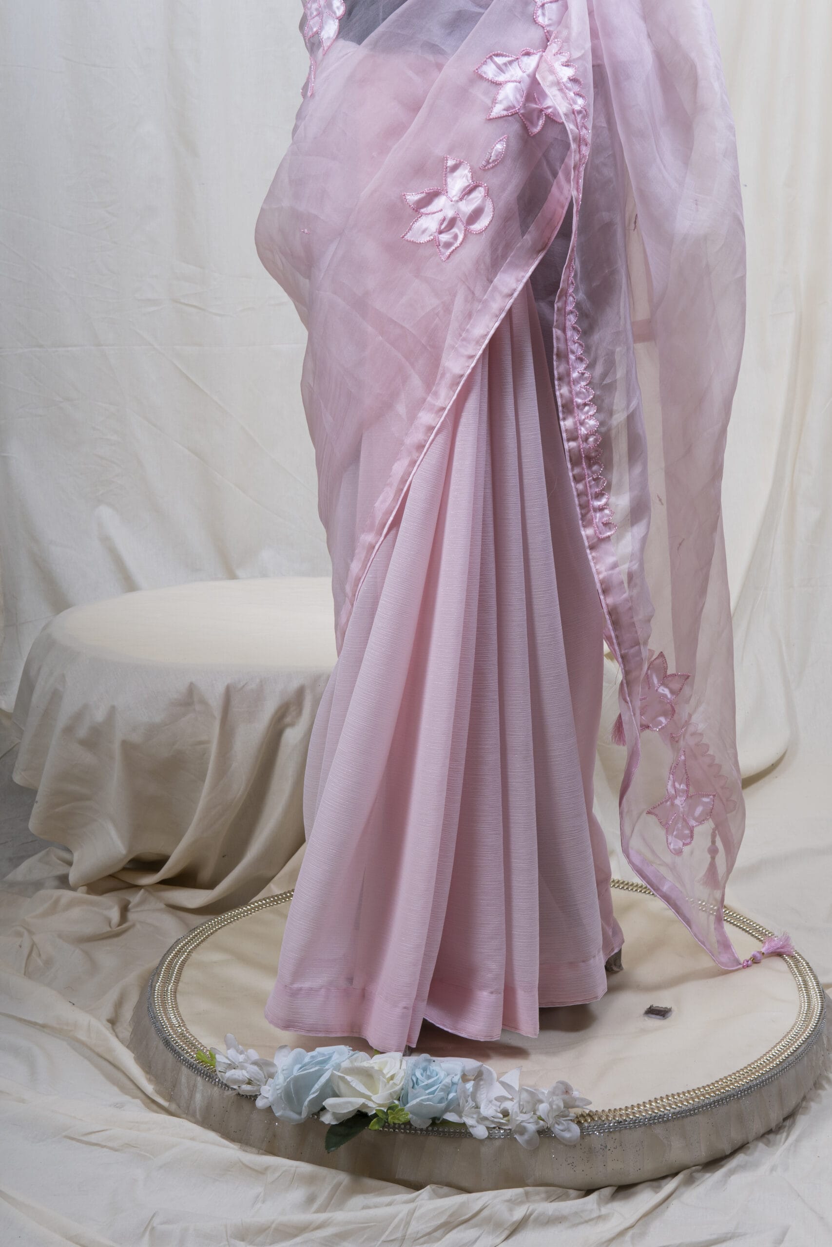 Laser Cut Poppy Applique Saree - Image 5