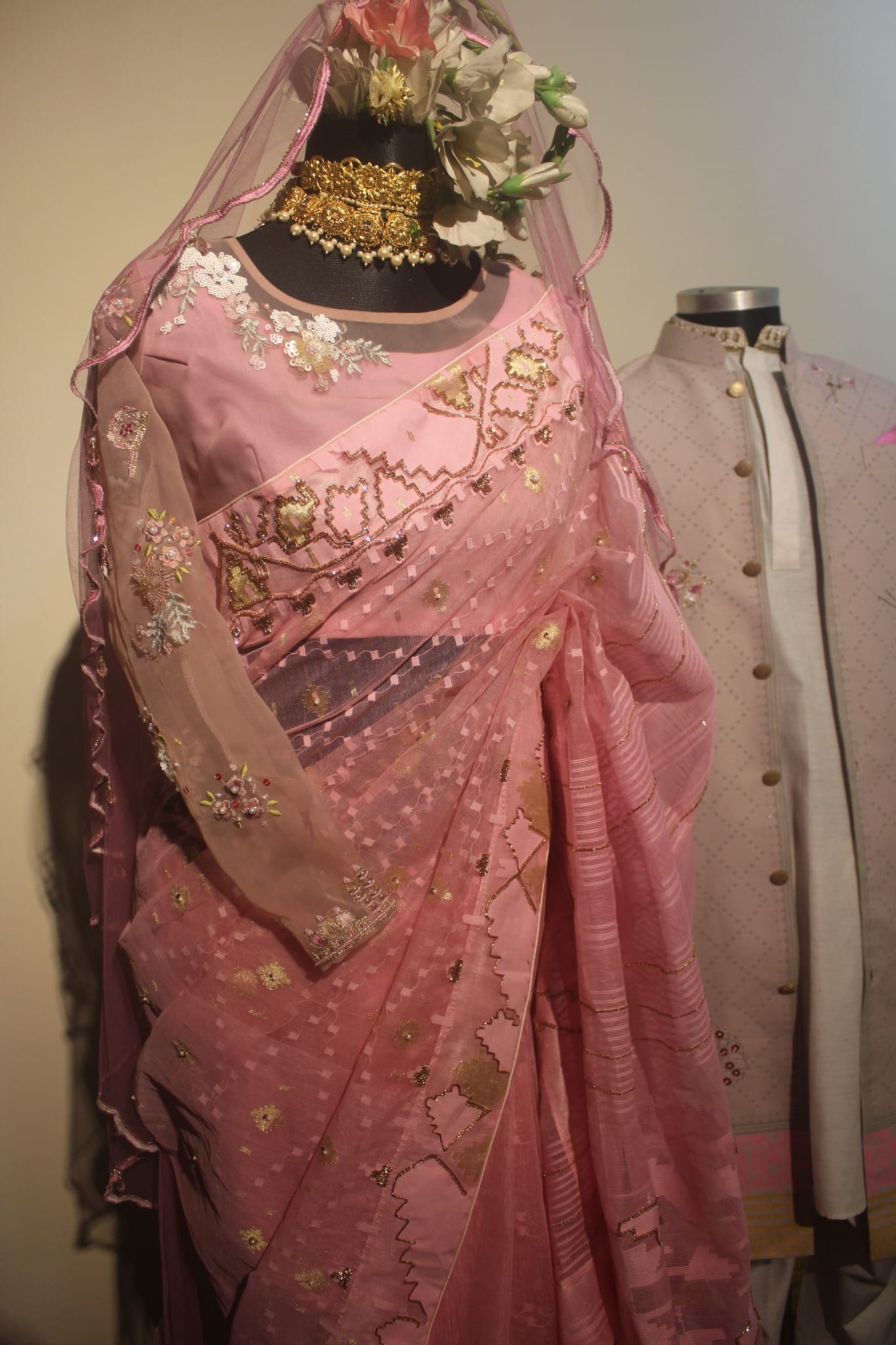 Embellished Jamdani Bridal Attire Combo