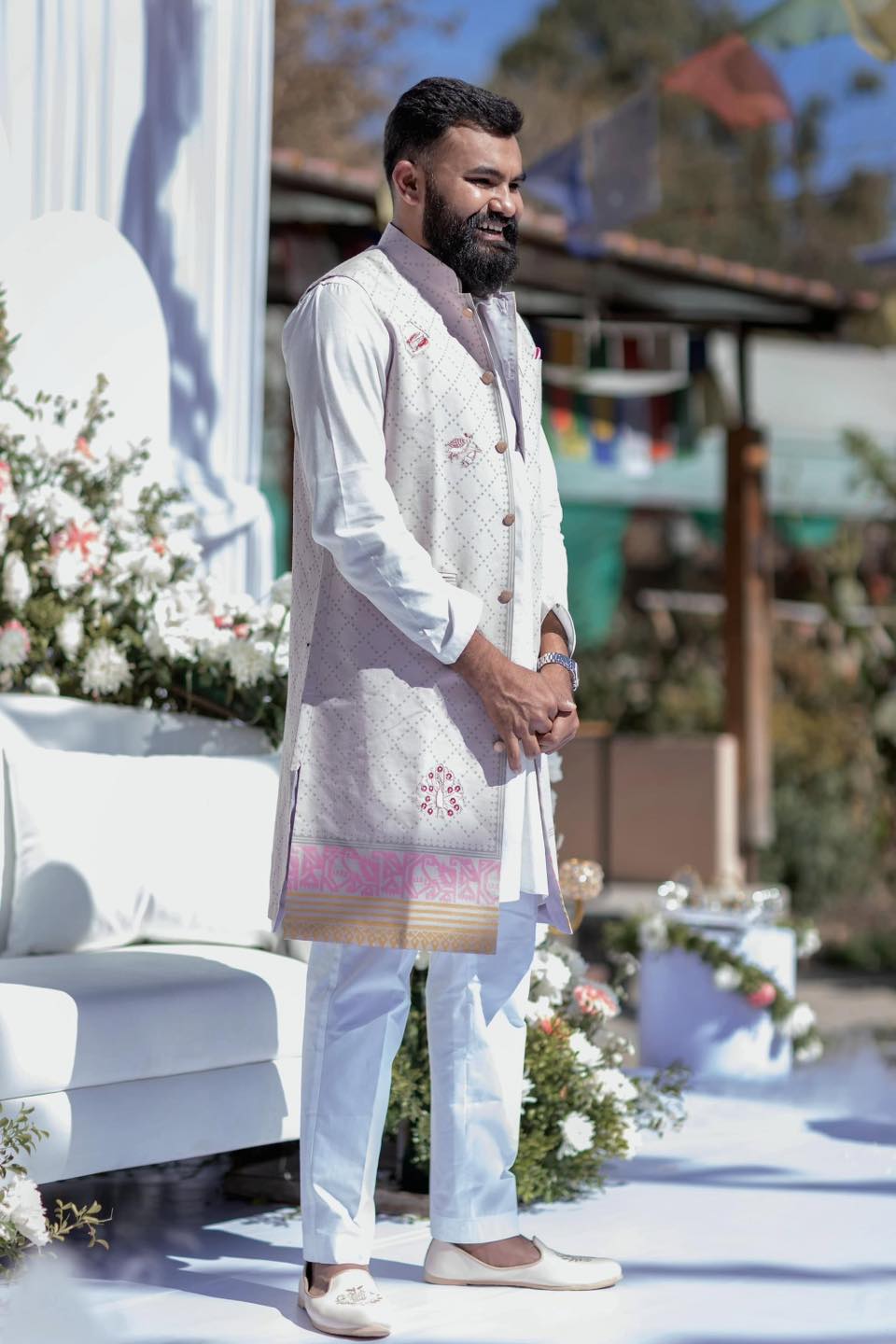 Embellished Jamdani Bridal Attire Combo - Image 4