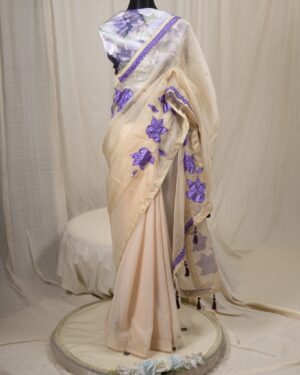 Laser Cut Poppy Applique Saree