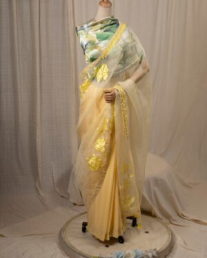 Laser Cut Poppy Applique Saree