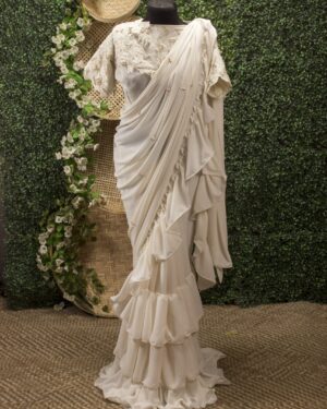 Georgette Saree with Double Ruffle Frills