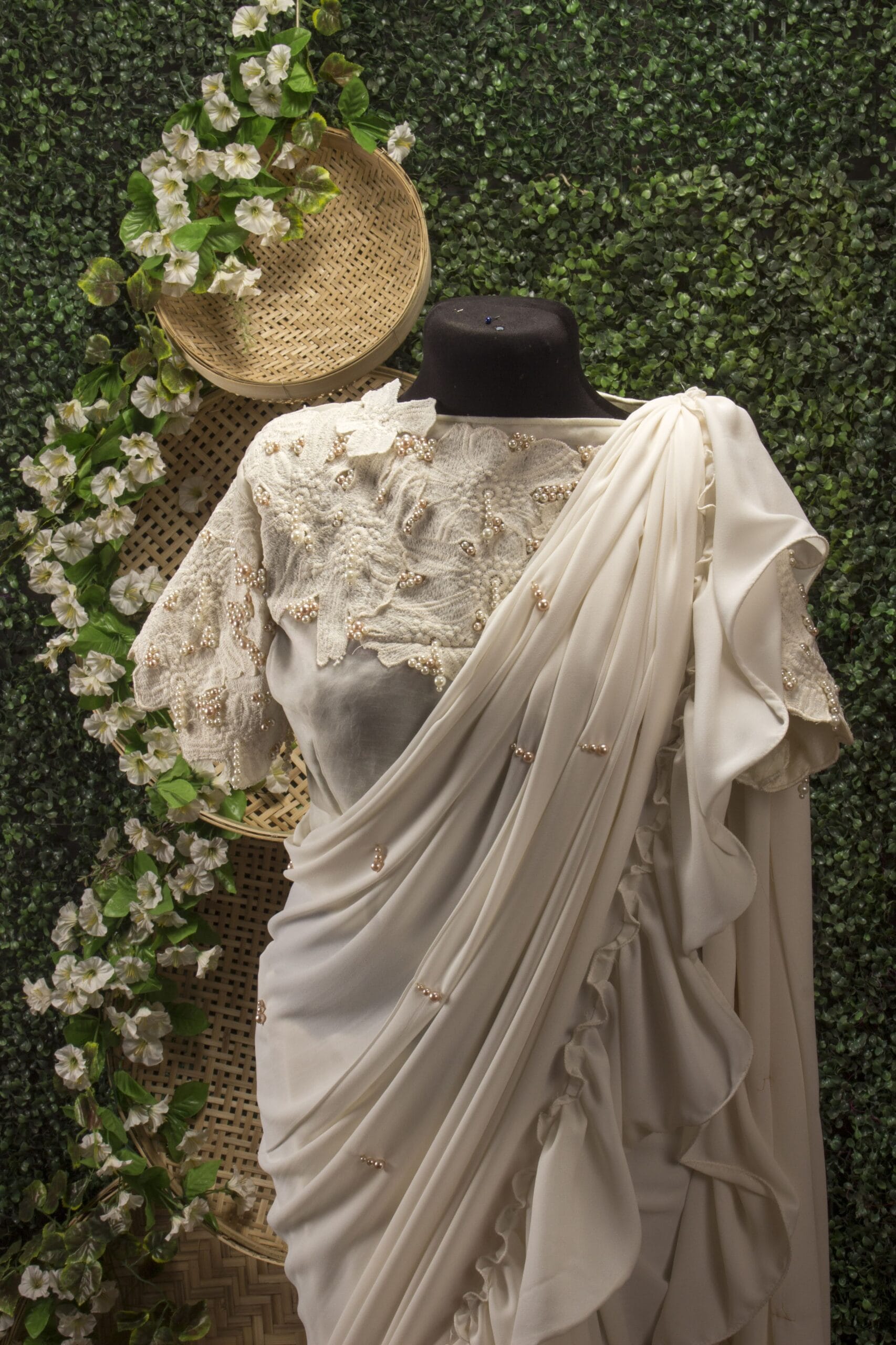 Georgette Saree with Double Ruffle Frills - Image 2