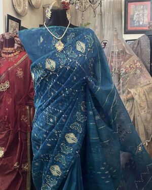 Royal Crimson & Gold Jamdani Bridal Ensemble