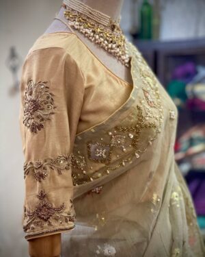 Beige Angrakha Royal Silk Coaty