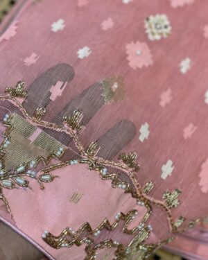 Hand-Zardozi Finished Jamdani Pallu Saree
