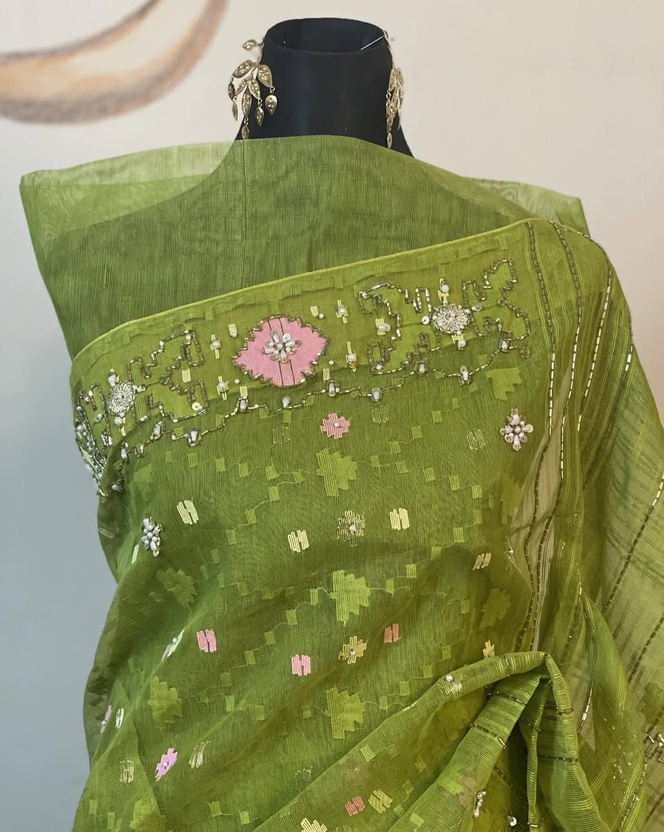 Summer Green Mina Motif Jamdani