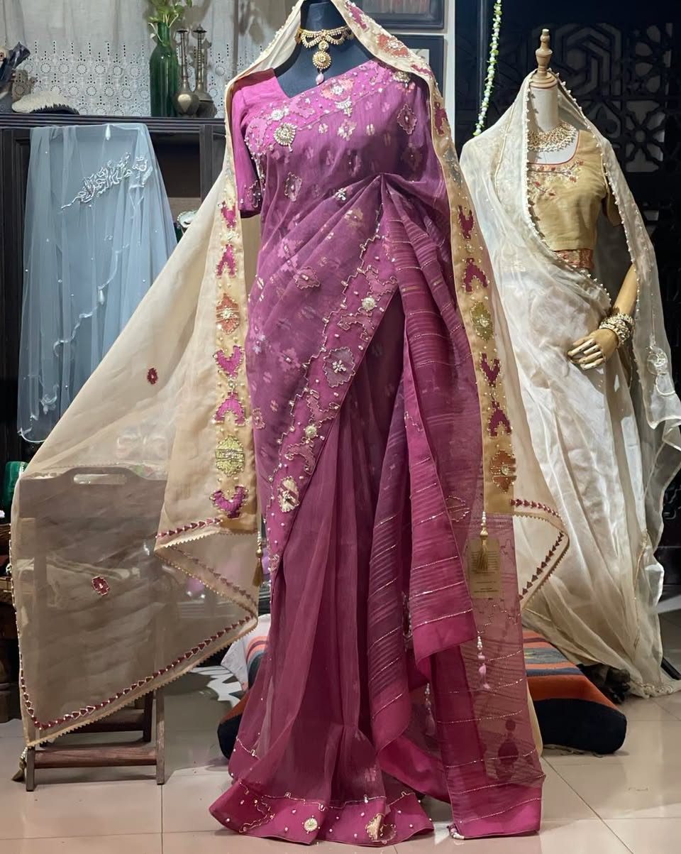 Mulberry Mauve Bridal Jamdani