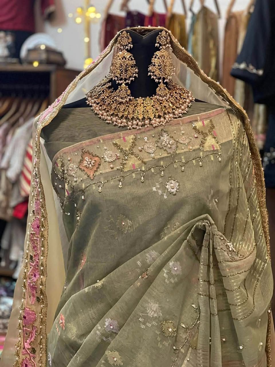 Pale Green Bridal Jamdani