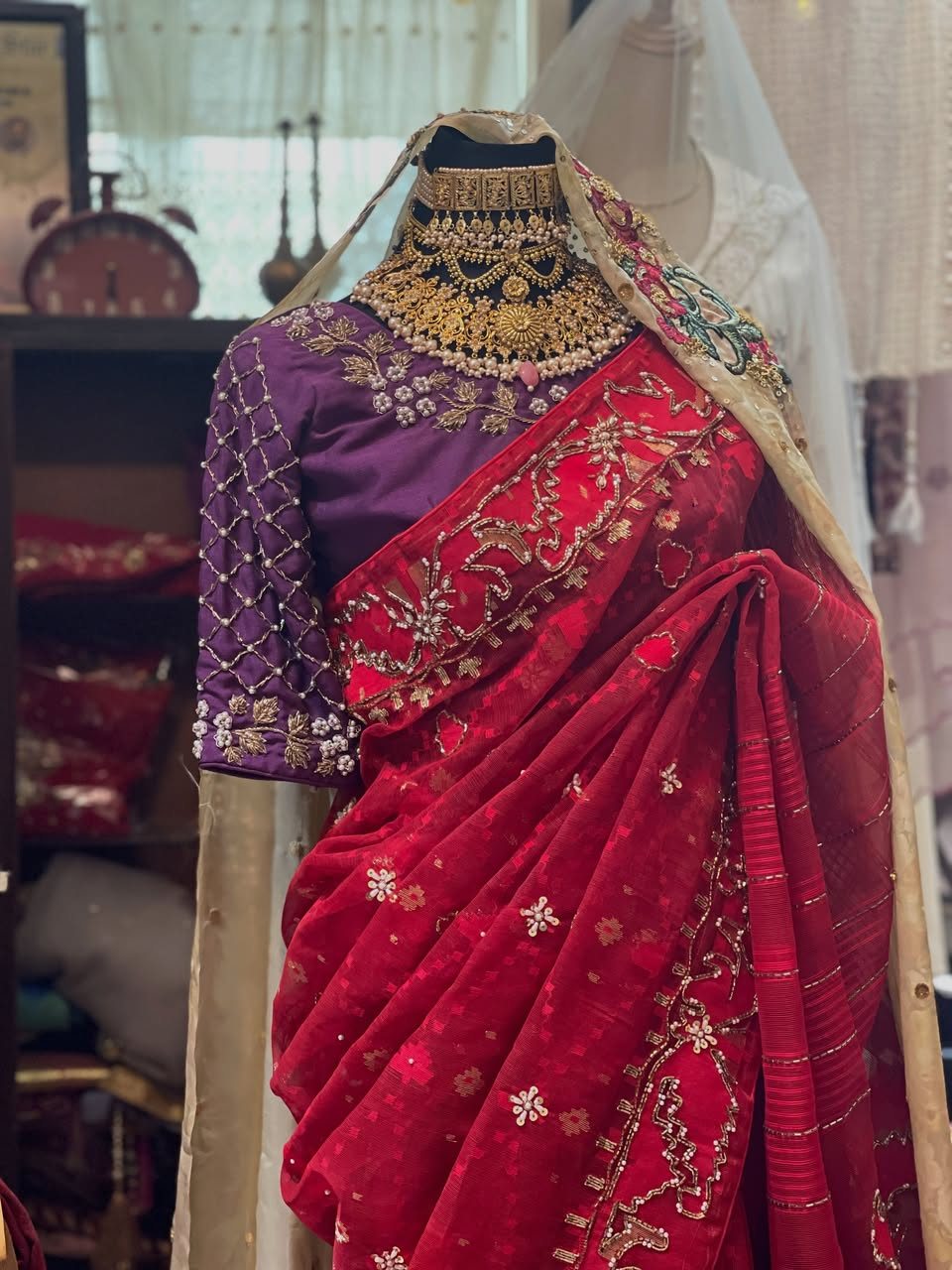 Red & Purple Bridal Jamdani · Bold Choice