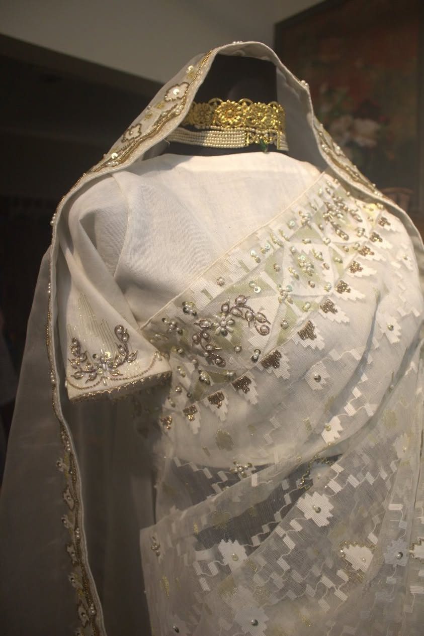 White Kalamkari Zardosi Bridal Jamdani
