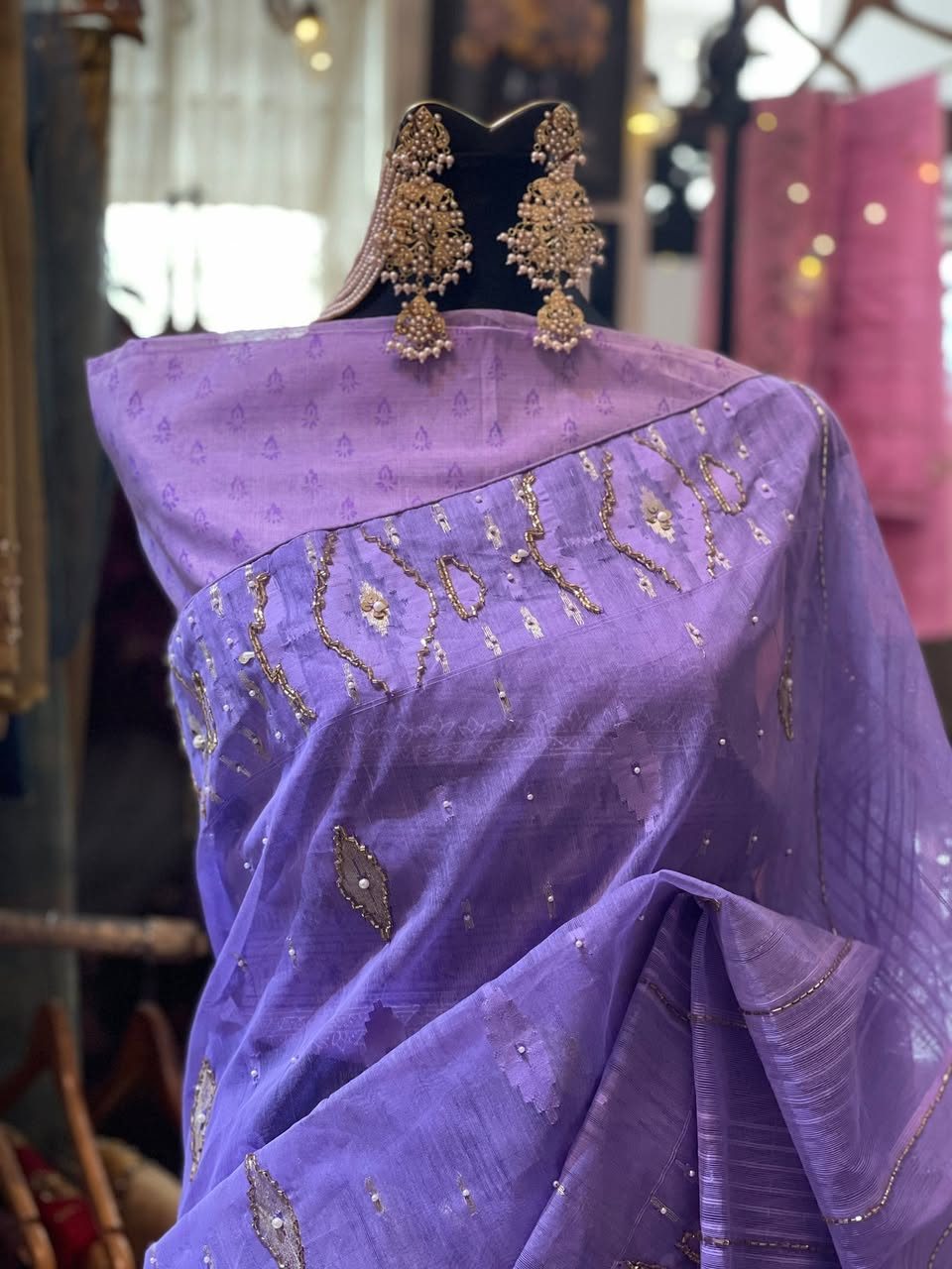 Purple Embellished Jamdani Lite
