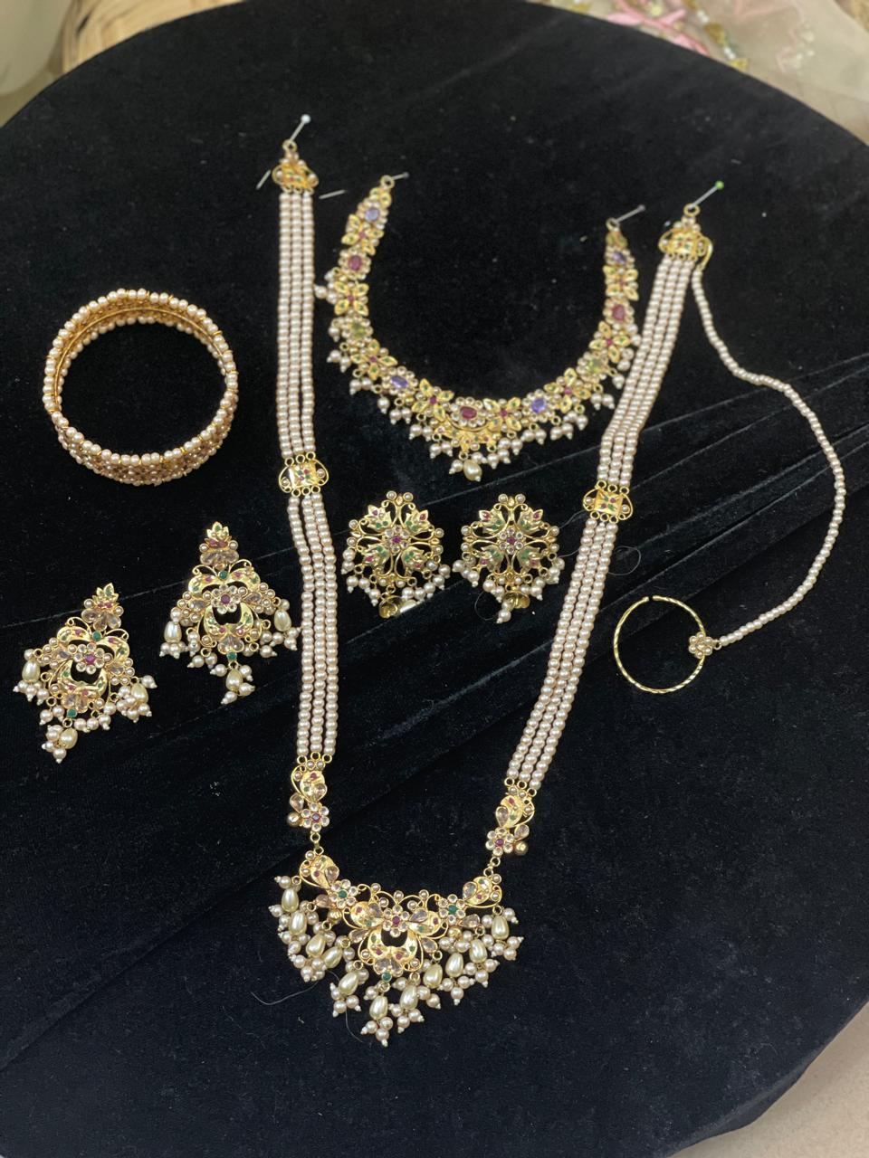 Rajnigandha Pearl Haar Bridal Set — gold-tone jewellery with pearl-look bead details