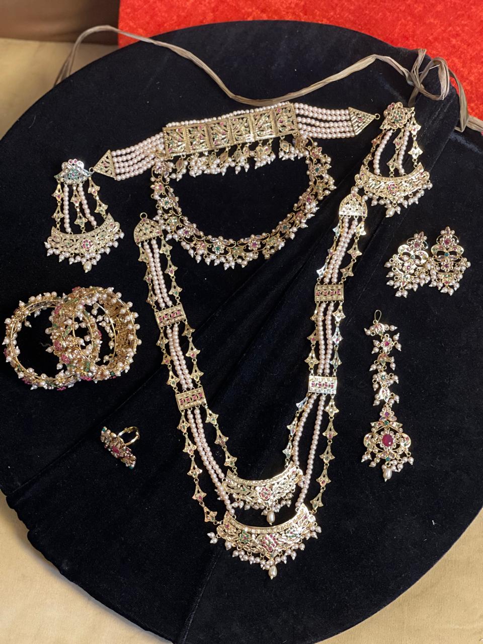 Noor-e-Khaas Grand Heirloom Bridal Set — gold-tone jewellery with pearl-look bead details