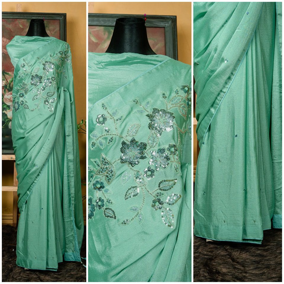 Chinon Silk Sequins Work Saree