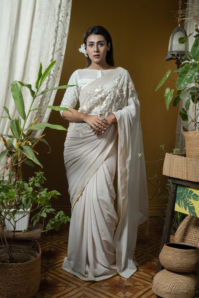 Crepe Georgette Carnation Saree