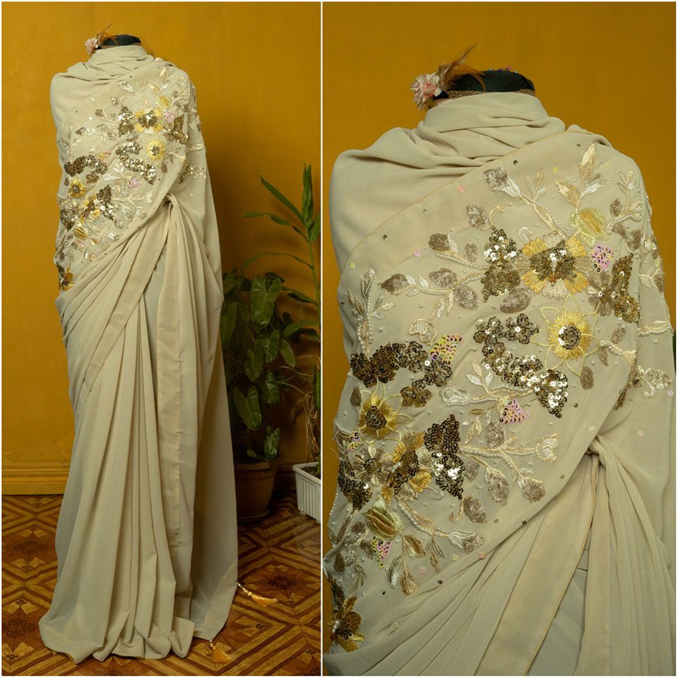 Crepe Georgette Carnation Saree
