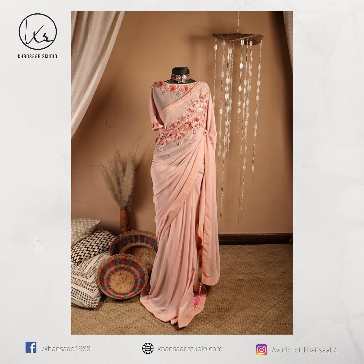 Georgette Saree 路 Pink