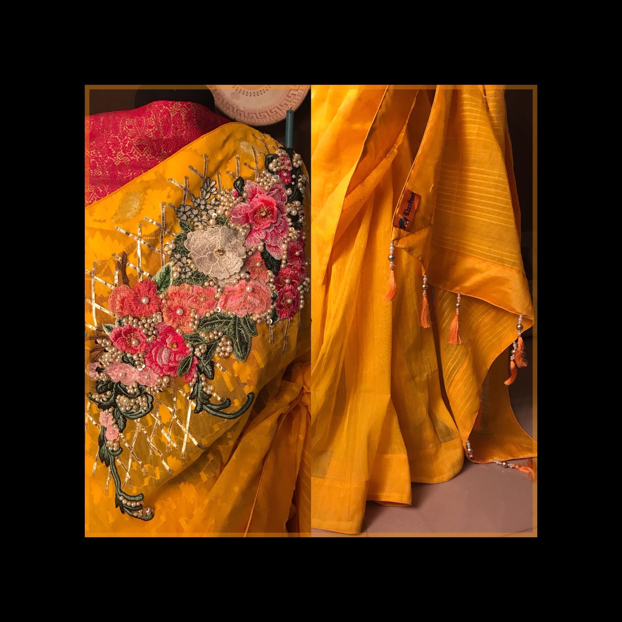 Dhakai Jamdani Carnation Saree