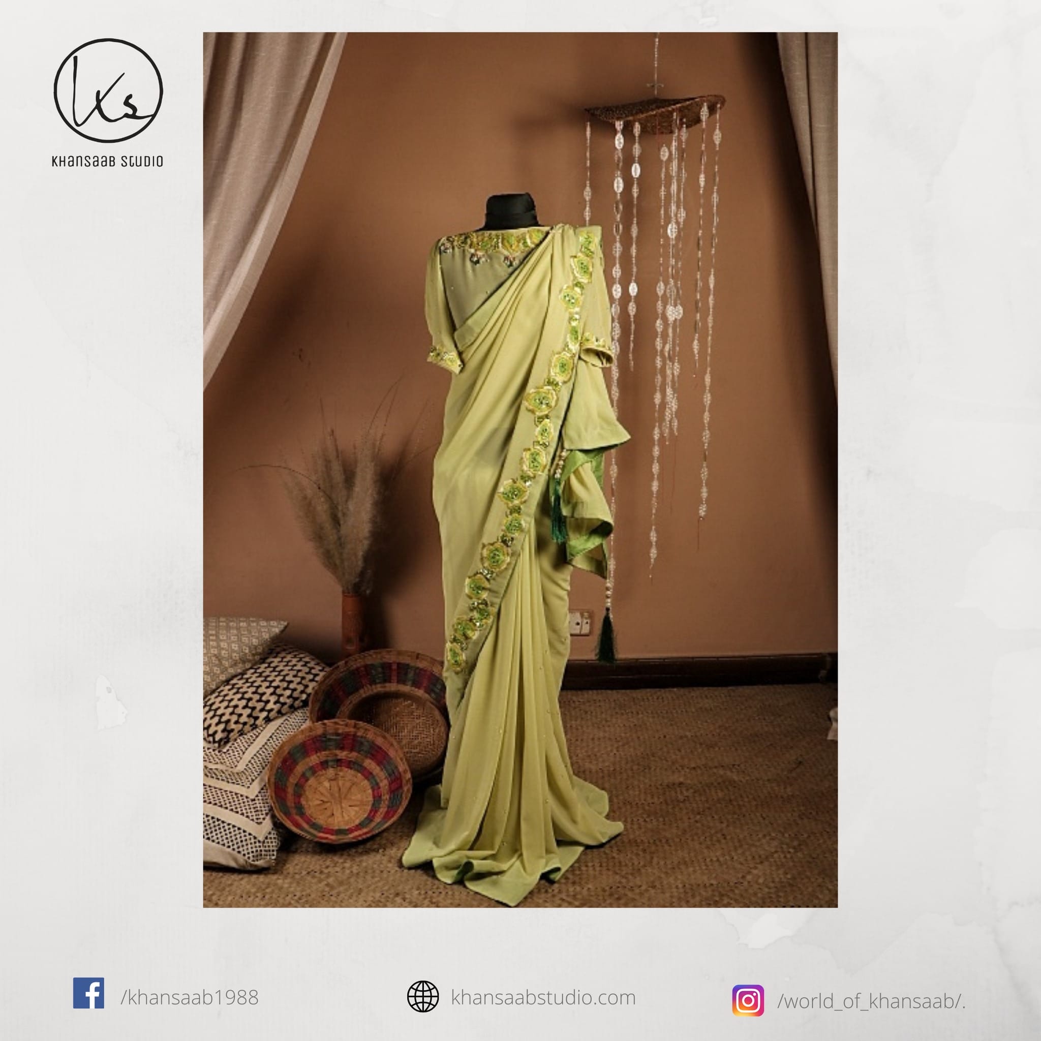 Georgette Saree 路 lemon