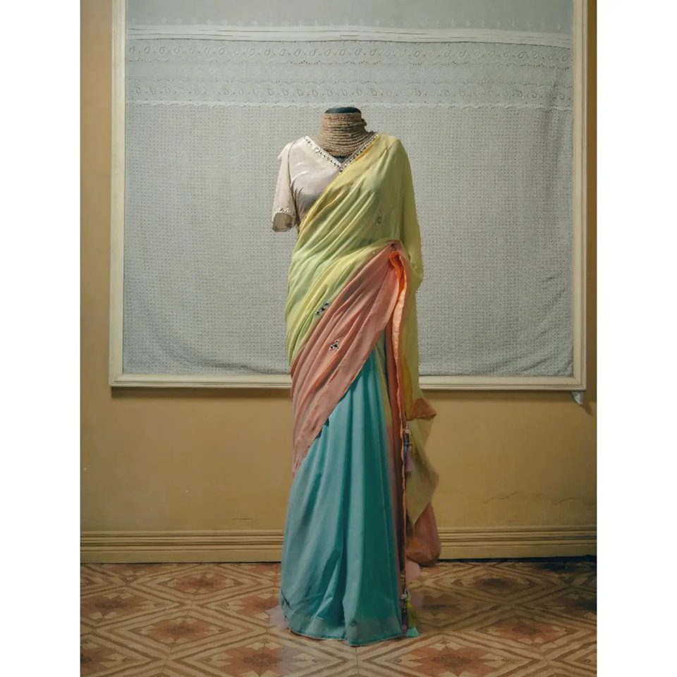 Crepe Georgette dollar Work Saree