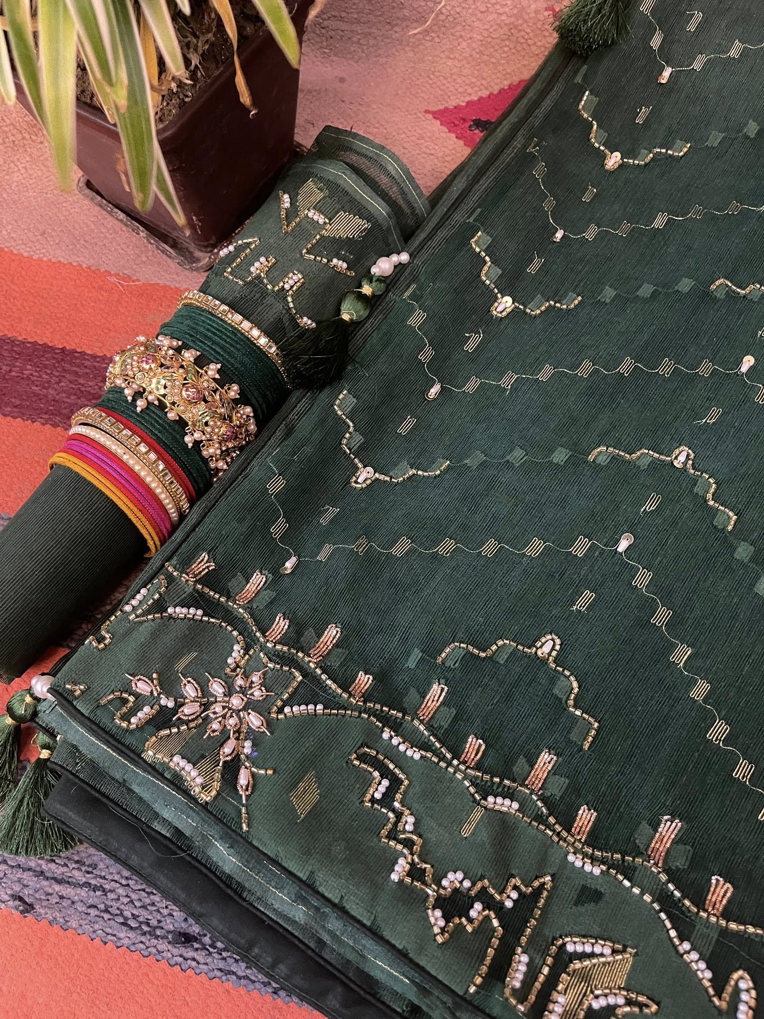 Carnation Canvas 10-Year Retrospective Saree (এক দশকের 'কার্নেশন')