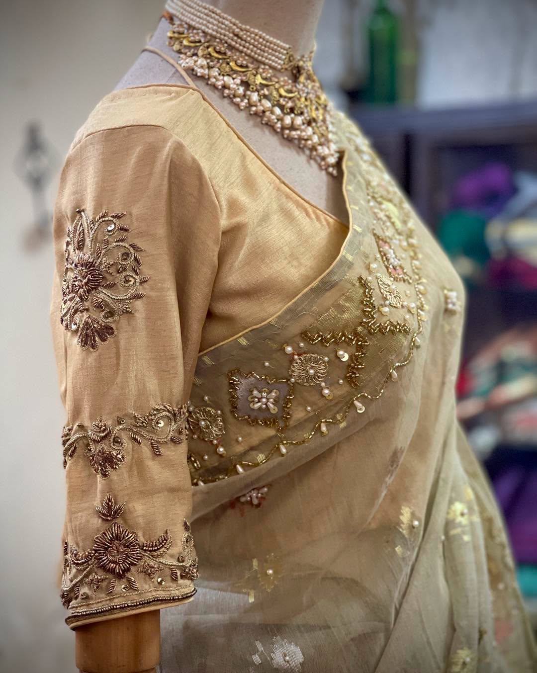 Beige Angrakha Royal Silk Coaty