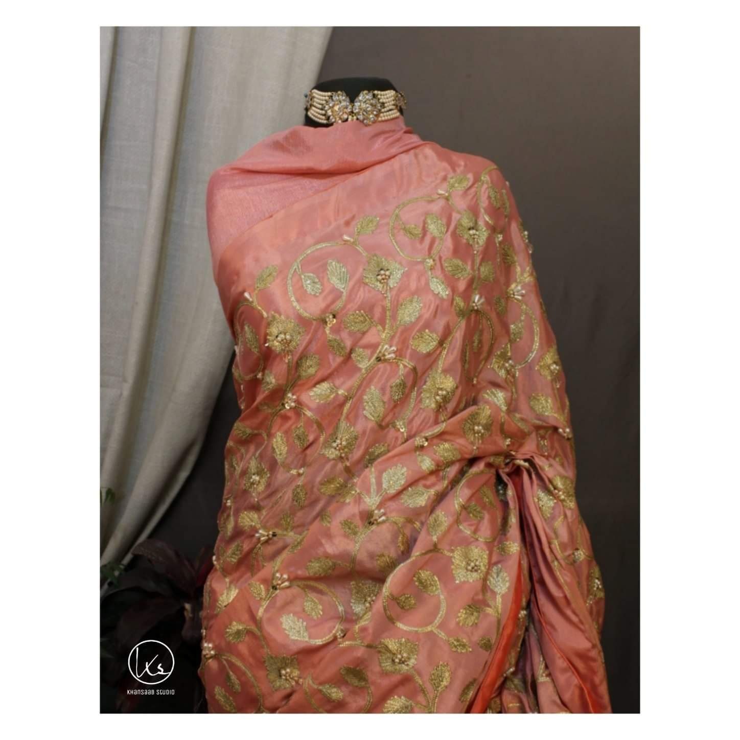 Elegant Aari Embroidery Silk Saree