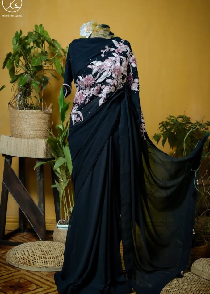 Crepe Georgette Carnation Saree