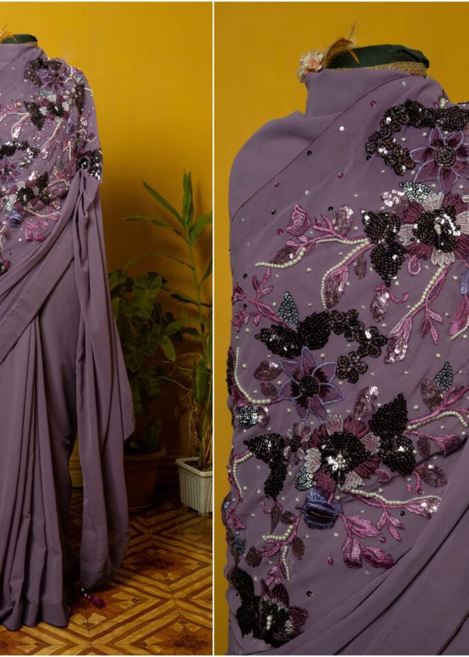 Crepe Georgette Carnation Saree