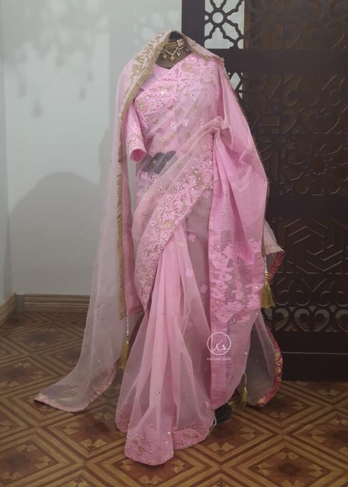 Dhakai Jamdani Embellished Saree