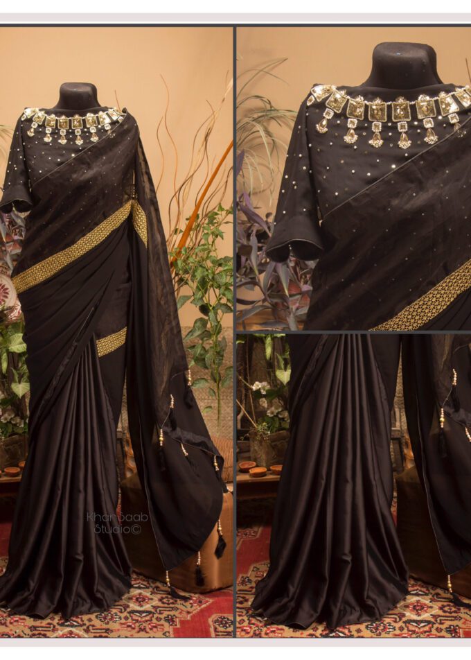 Golden Lace Muslin-Samusilk Saree with Gohona Blouse