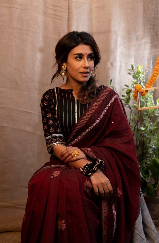 Block Print Dupian Silk Saree