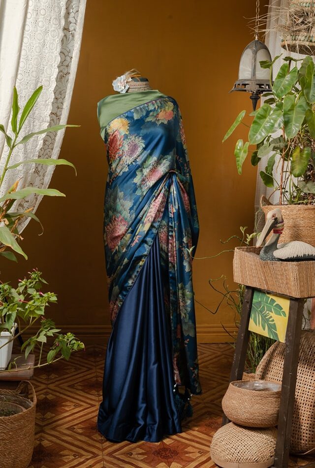 Digital Bloom Silk Saree