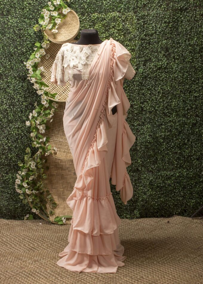 Georgette Saree with Double Ruffle Frills