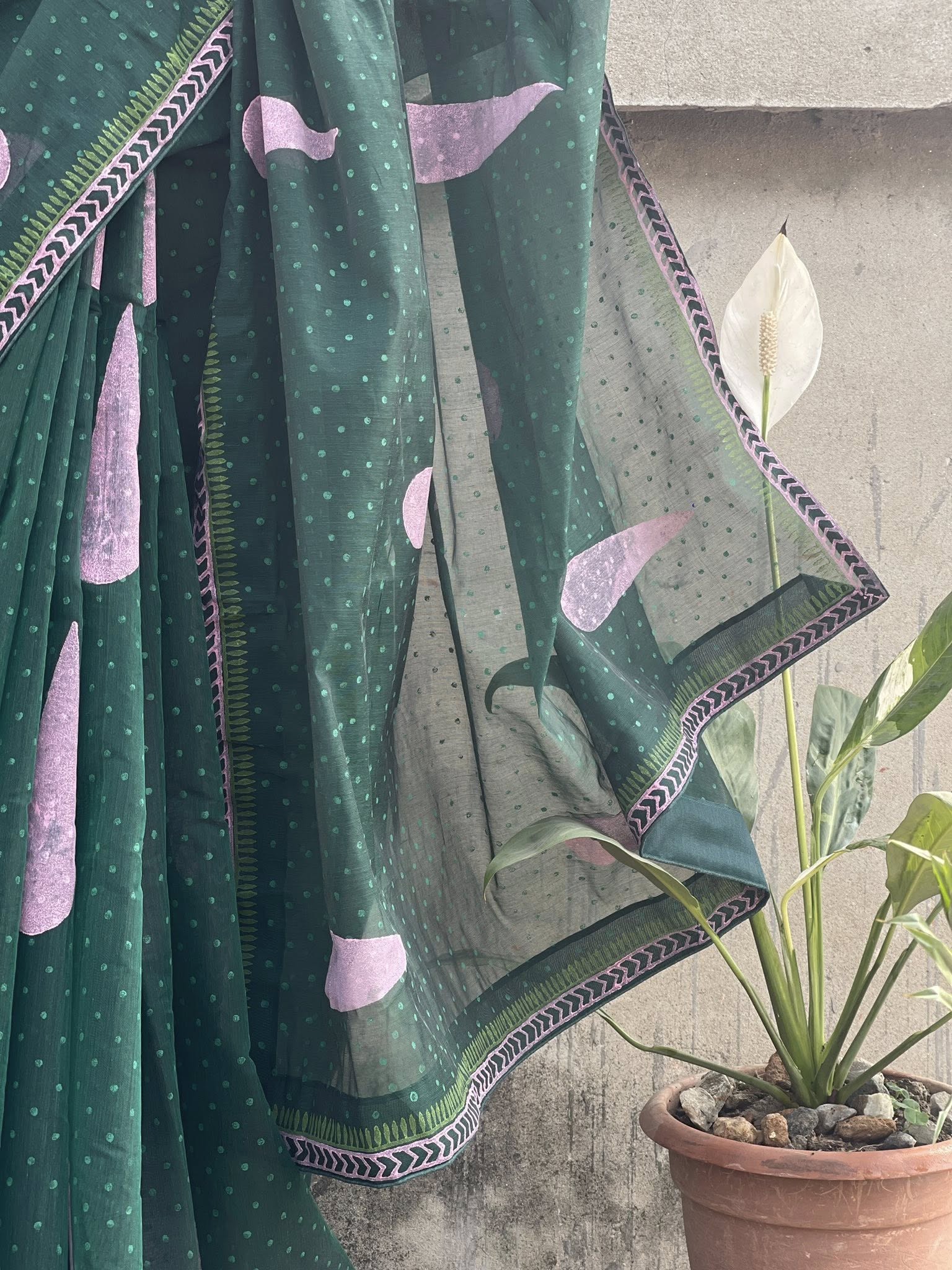 Ball print block print cotton saree - Image 3