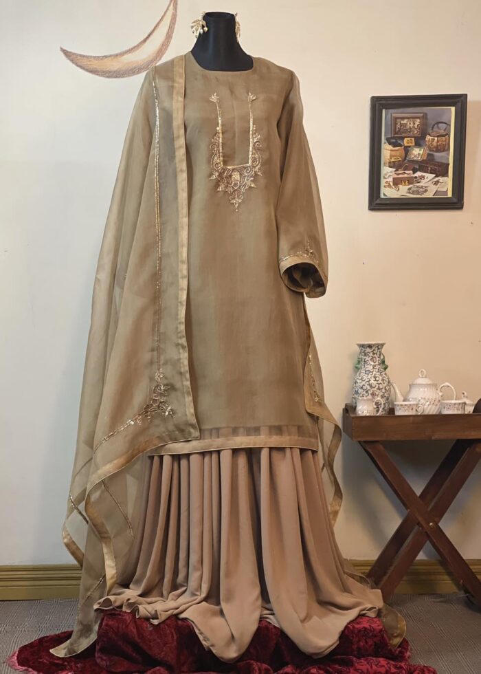 Statement Gold Muslin Kameez