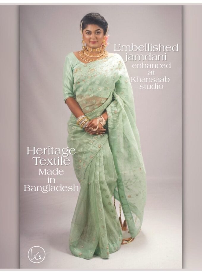 Dhakai Jamdani Embellished Saree
