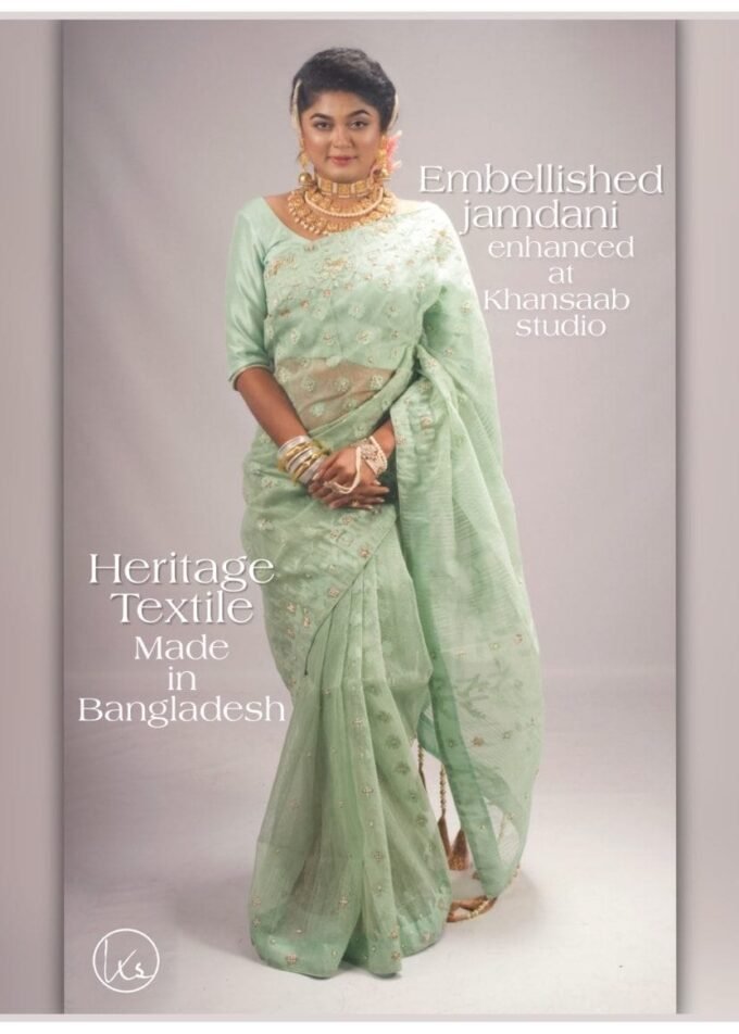 Dhakai Jamdani Embellished Saree