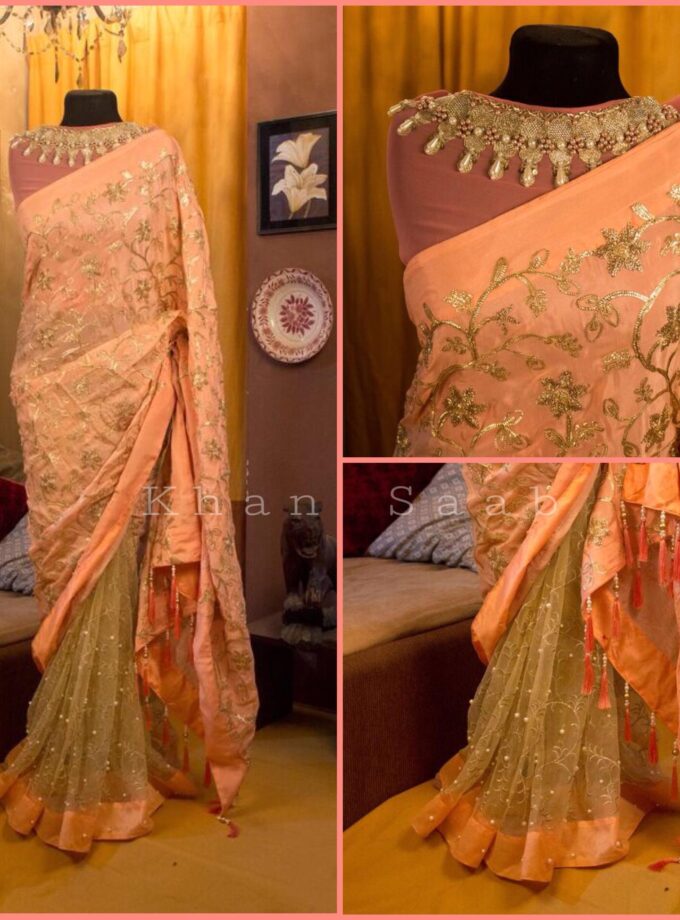 Empress Aari Embroidered Net Saree