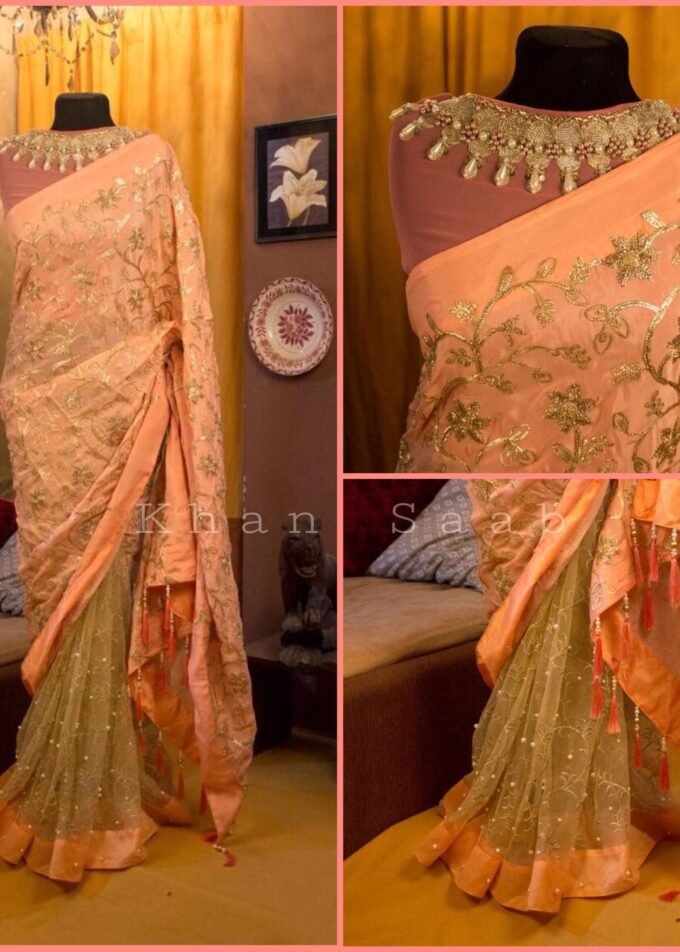 Empress Aari Embroidered Net Saree